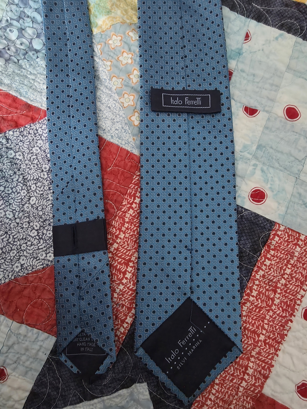 Italo Ferretti Blue Silk Textured Dot Men's Tie